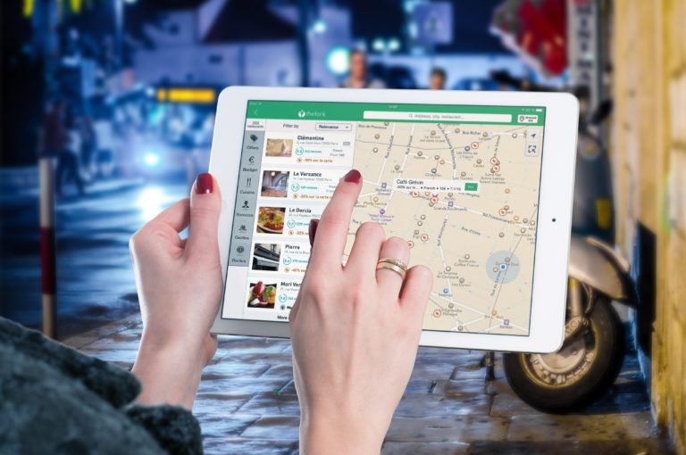Restaurant map locations on tablet
