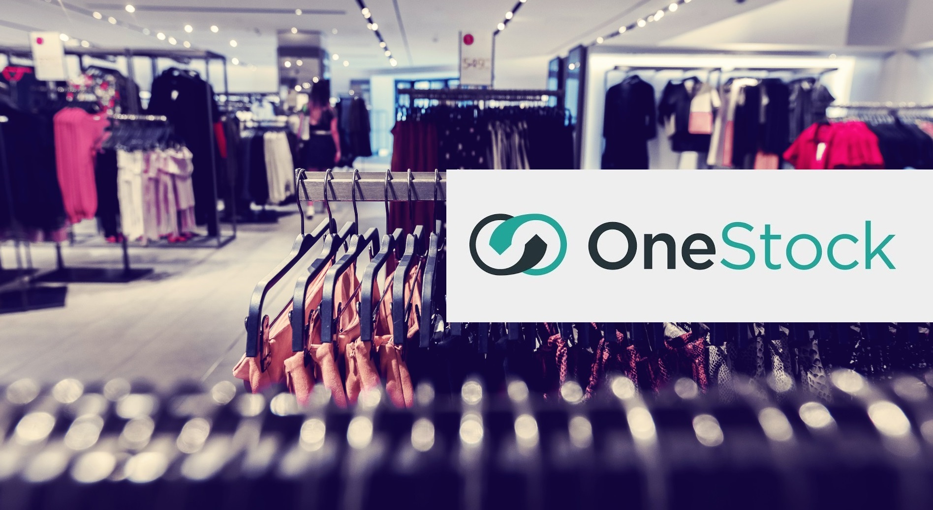 OneStock logo with retail store background